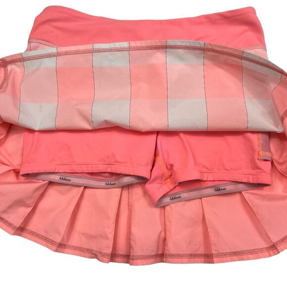 Lululemon Run Pace Setter Skirt Gros Gingham Bleached Coral Size 4 - Picture 3 of 7